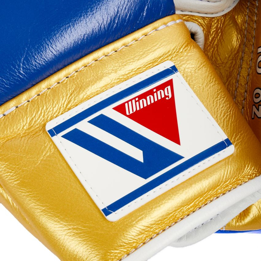 Winning Boxing Gloves – Blue Golden Lace-Up Winning Training Gloves – Perfect for All Boxers – Pro-Level Quality – Premium Quality at Low Prices