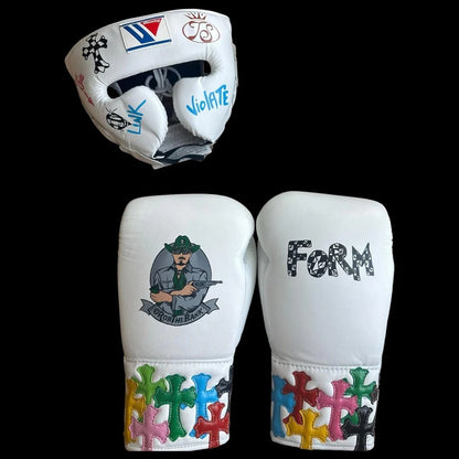 Custom Winning Boxing Set, White Chrome Gloves, Head Guard, Winning Boxing Gear, Professional Training Gear Top-Rated Boxing Gear, Winning Boxing Gear Buy, Dad Gift, Boyfriend Gift, Christmas Gift
