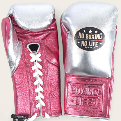 NO BOXING NO LIFE TRAINING GLOVES - Silver | 100% Pure Leather | Best Choice for Fighters