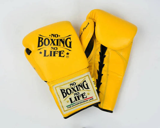 NO BOXING NO LIFE TRAINING GLOVES - Yellow | 100% Pure Leather | Best Choice for Fighters