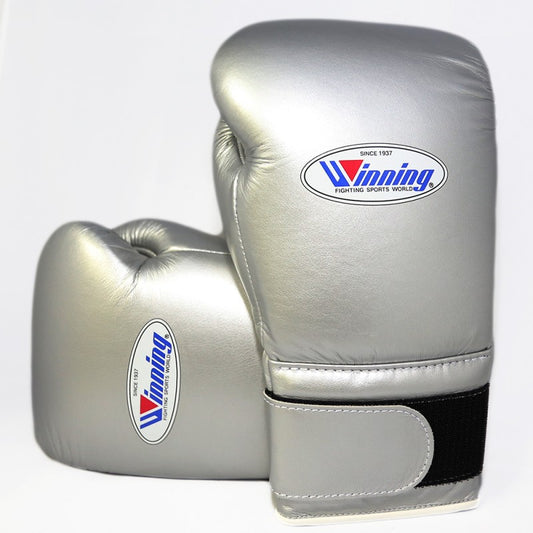 Winning Boxing Gloves Silver Velcro Winning Training Gloves – Perfect for All Boxers – Pro-Level Quality – Premium Quality at Low Prices