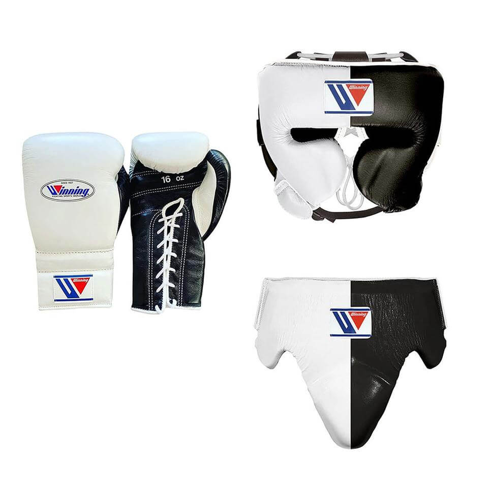 Winning Boxing Set, Gloves, Head Guard, Groin Guard | White/Black Winning Boxing Gear | Professional Training Gear Top-Rated Boxing Gear | Winning Boxing Gear Buy | Dad Gifts, Boyfriend Gifts, Christmas Gifts | Free Shipping Worldwide