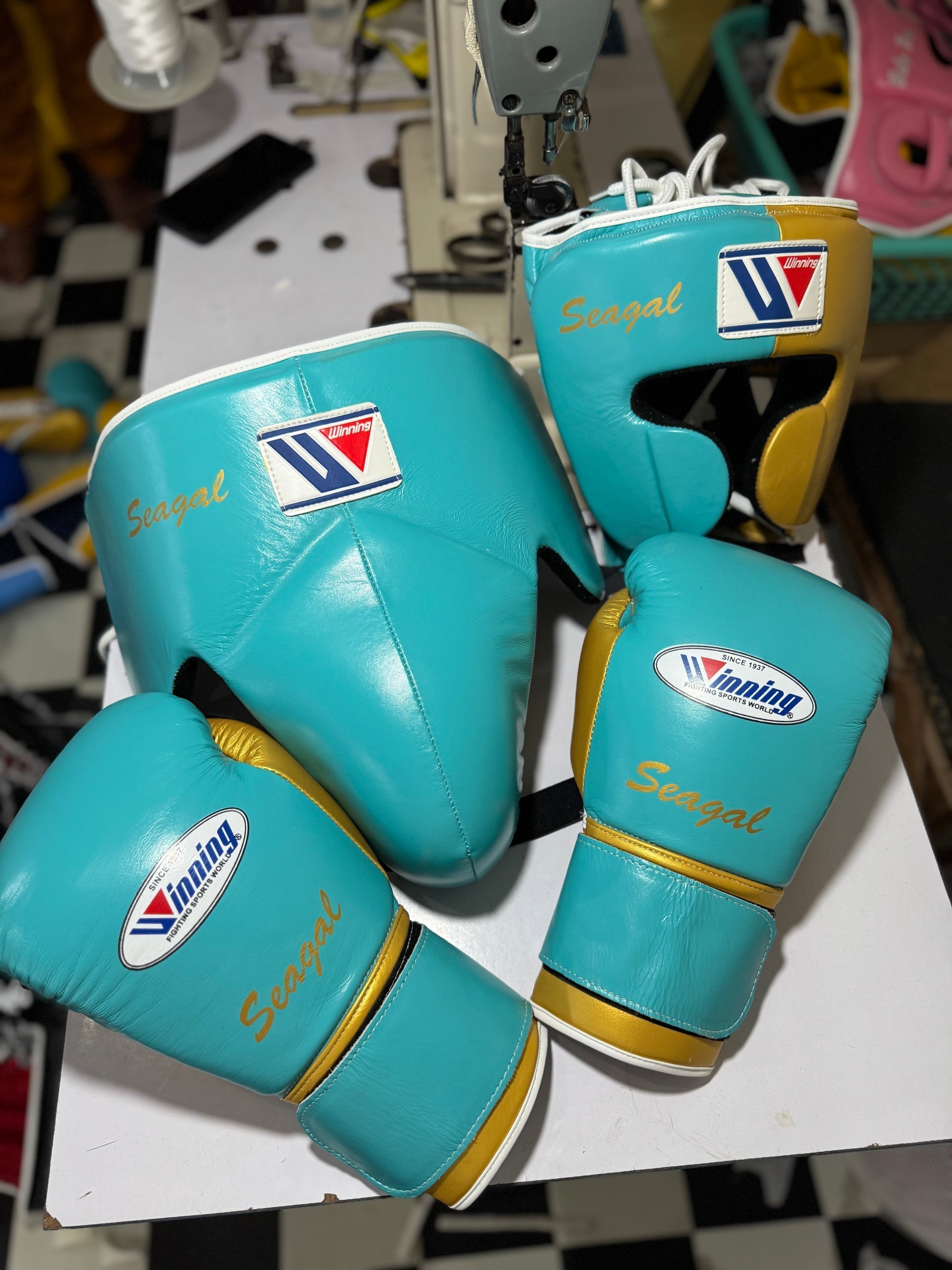 Winning Boxing Set Professional Grade Gloves Head Guard Groin Guard for Combat Sports and Fitness