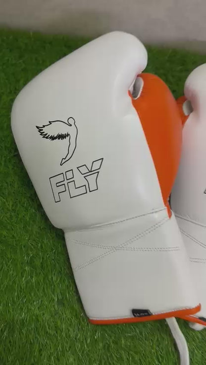 Fly Boxing Gloves | Profesional Training Boxing Gloves | Sparring Gloves |  Lace-Up | Grey/Blue
