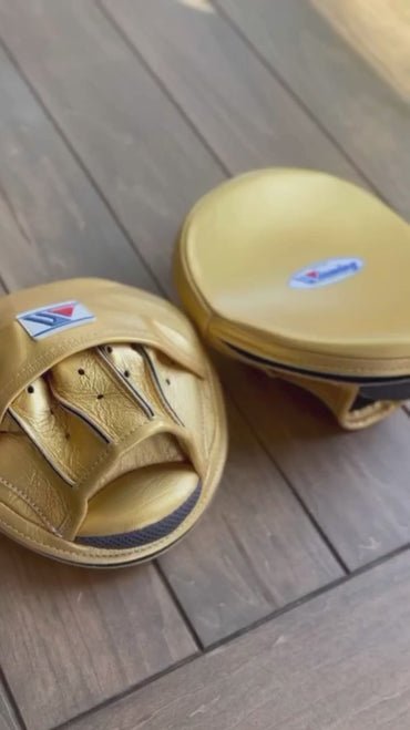 Winning Professional Boxing Punching Mitts - Customizable - Elite Coaching Mitts - Gold