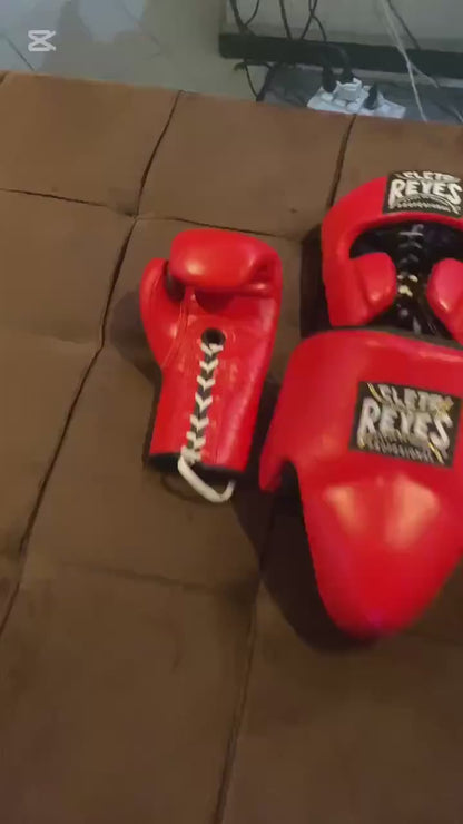 Cleto Reyes Black Boxing Gloves Set, Custom Logo, Head & Groin Protector