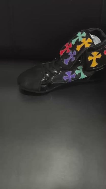 Black Chrome Heart Boxing Shoes Customized Shoes (Replica )(FULLY CUSTOMIZED)